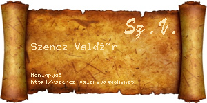 Szencz Valér névjegykártya